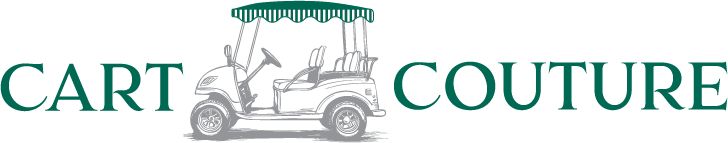 Cart Couture logo: teal text with a vintage golf cart illustration between 'CART' and 'COUTURE'.